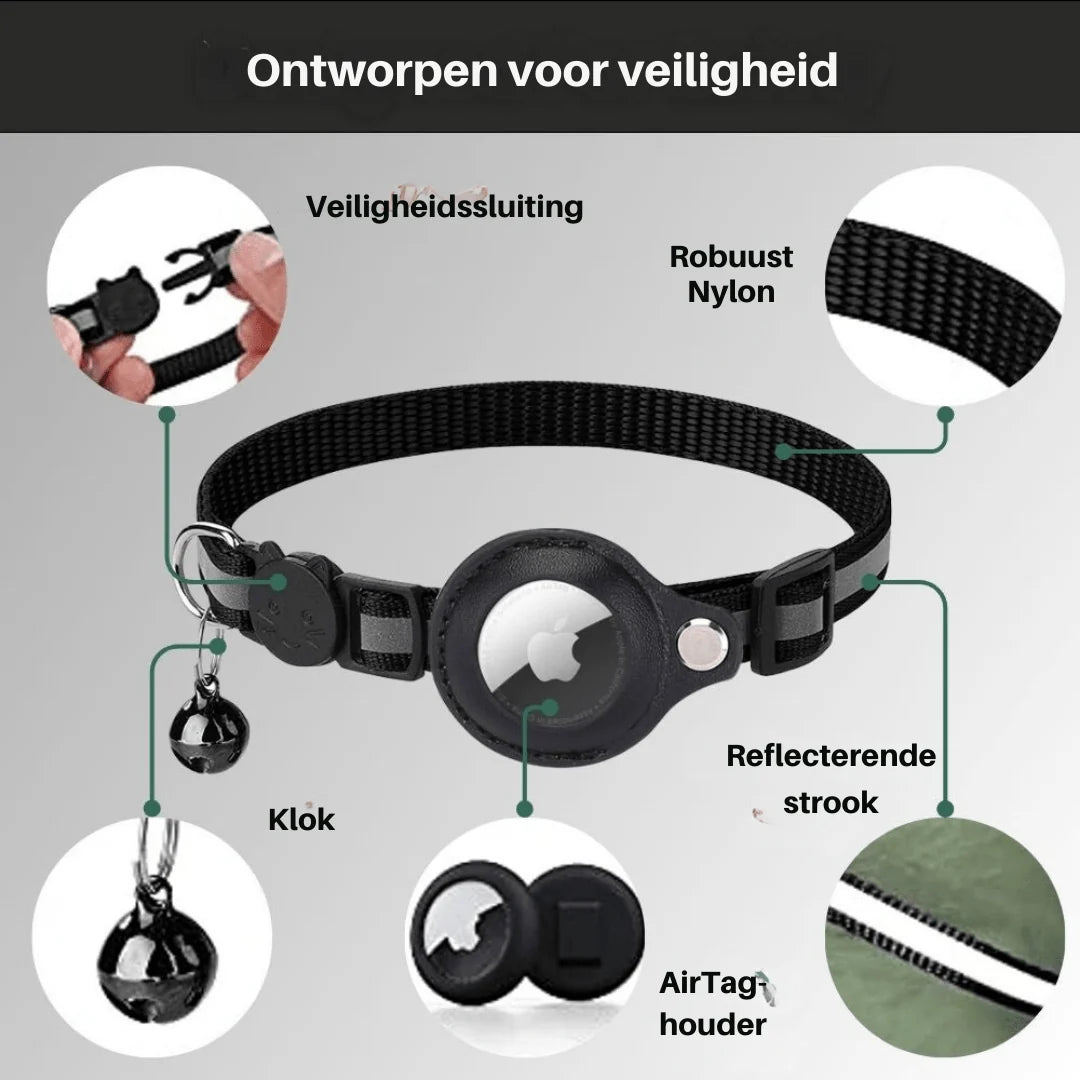 Cat Collar Reflective Adjustable Nylon With GPS Tracker Holder