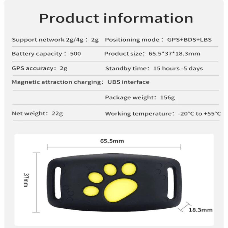 Cat GPS Tracker Real-Time Location Rechargeable No Subscription