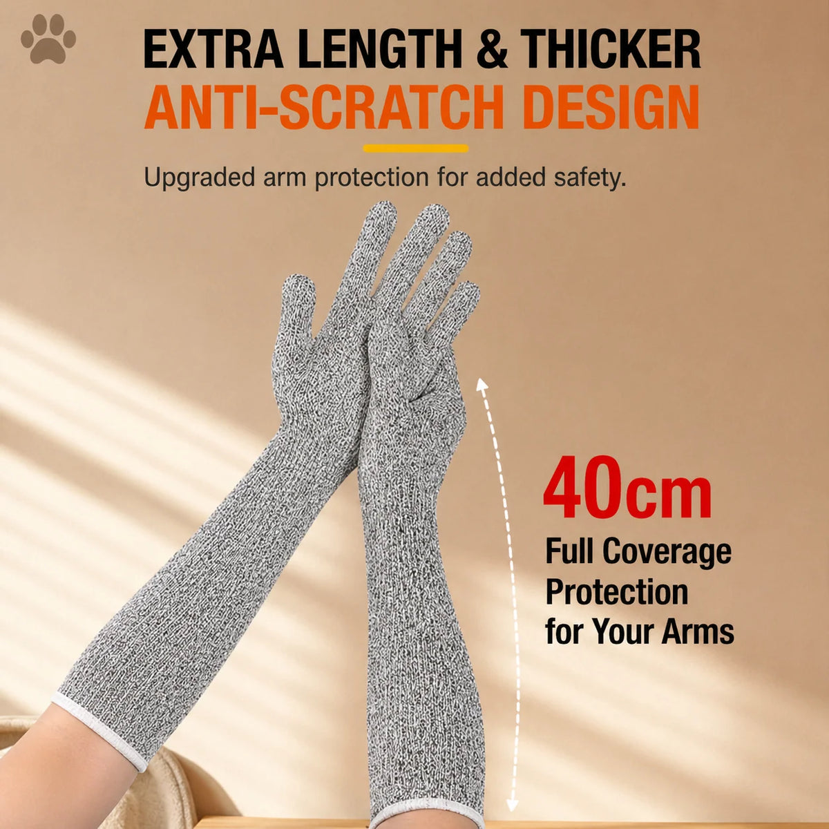Cat Grooming Gloves Kevlar Extended Arm Protection