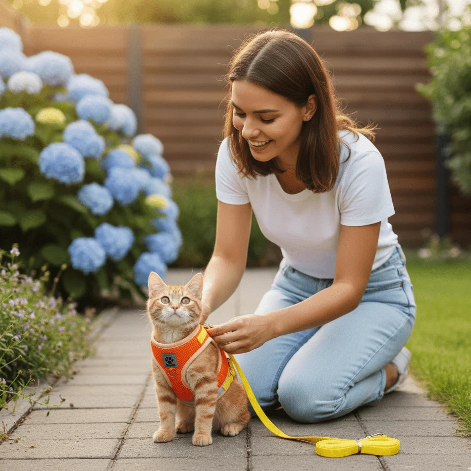 Cat Harness Adjustable Reflective With Leash Included