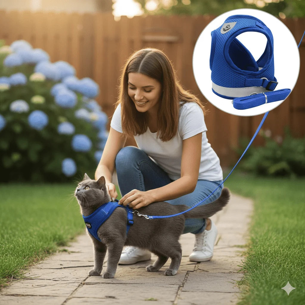 Cat Harness Adjustable Reflective With Leash Included