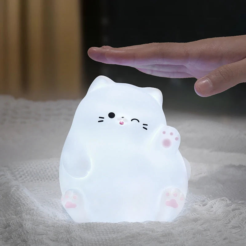 Cat Night Light Soft Silicone Diffused LED Glow