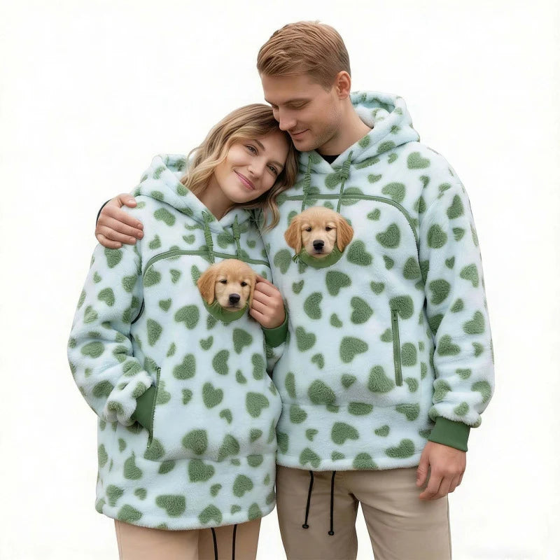Cat Pocket Hoodie Sherpa Fleece Oversized Fit