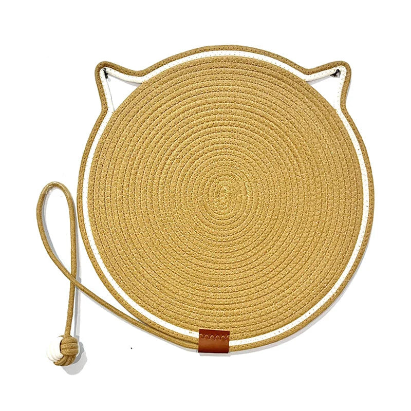 Cat Scratching Mat Natural Sisal Reversible With Dangling Toy