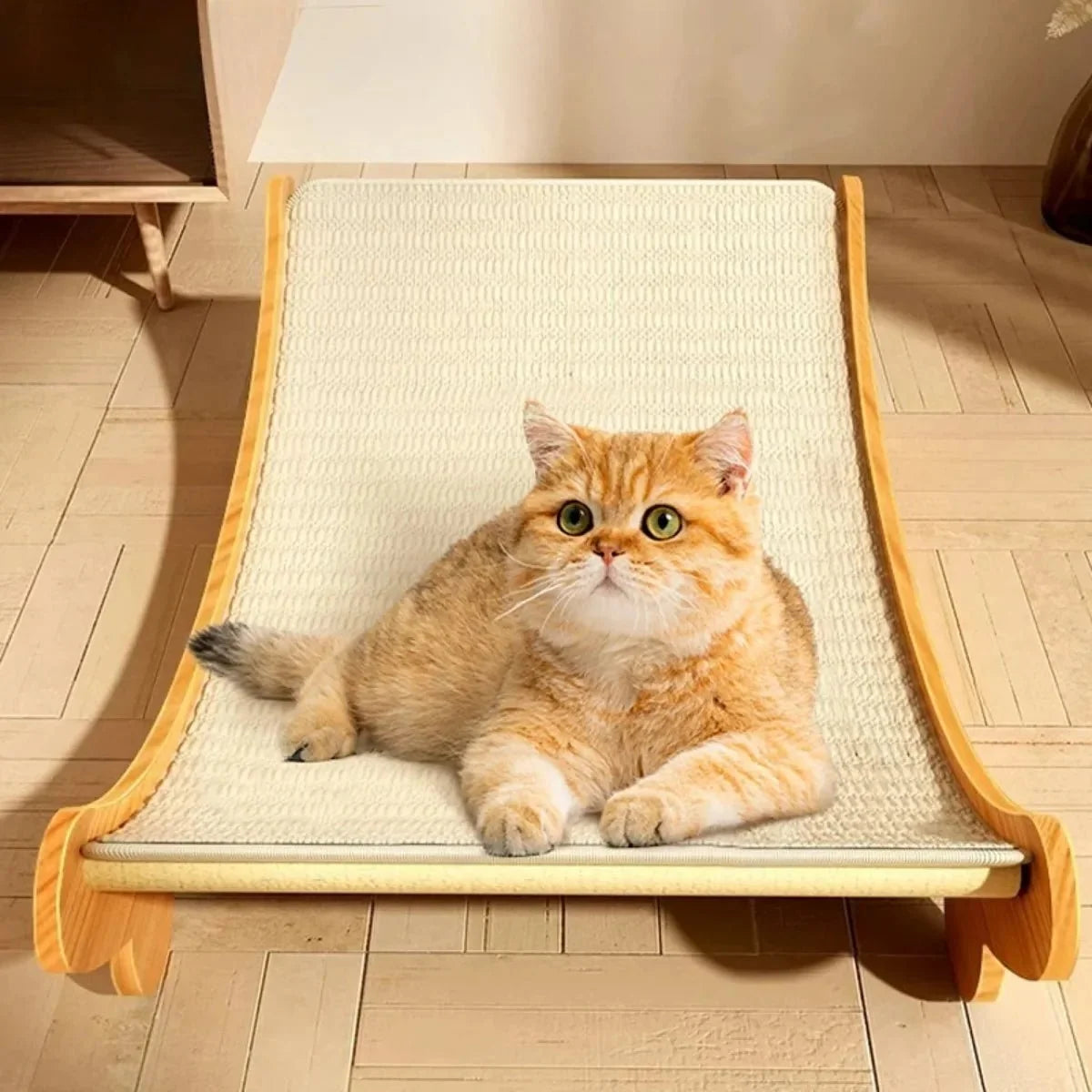 Cat Scratching Panel Sisal & Wood With Cozy Bed