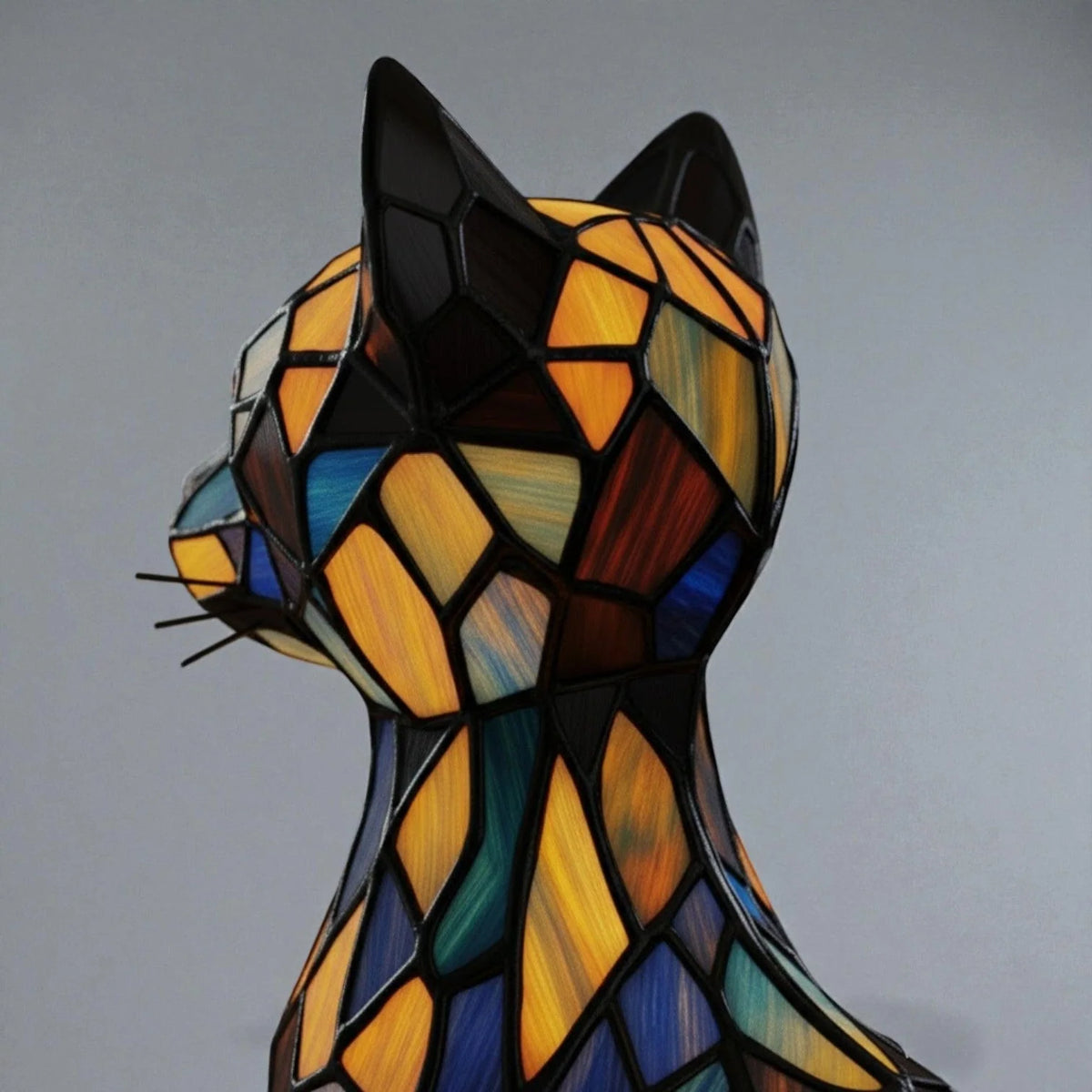 Cat Table Lamp Handmade Resin Warm White LED