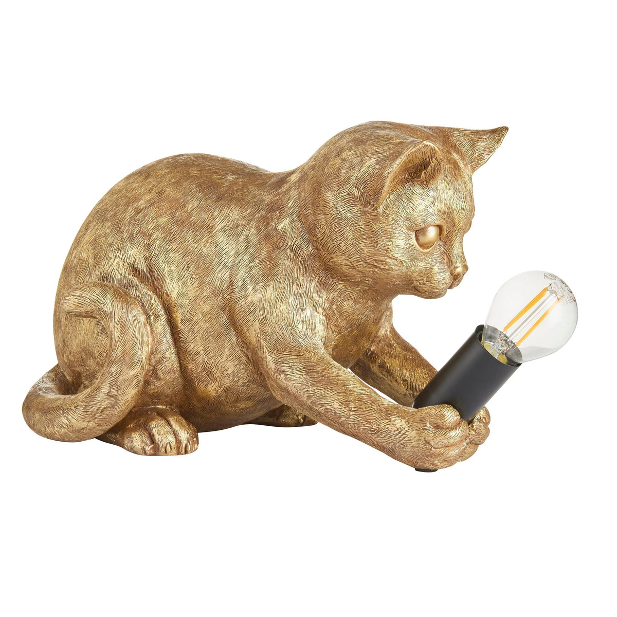 Cat Table Lamp Resin Kitten Design Inline Switch