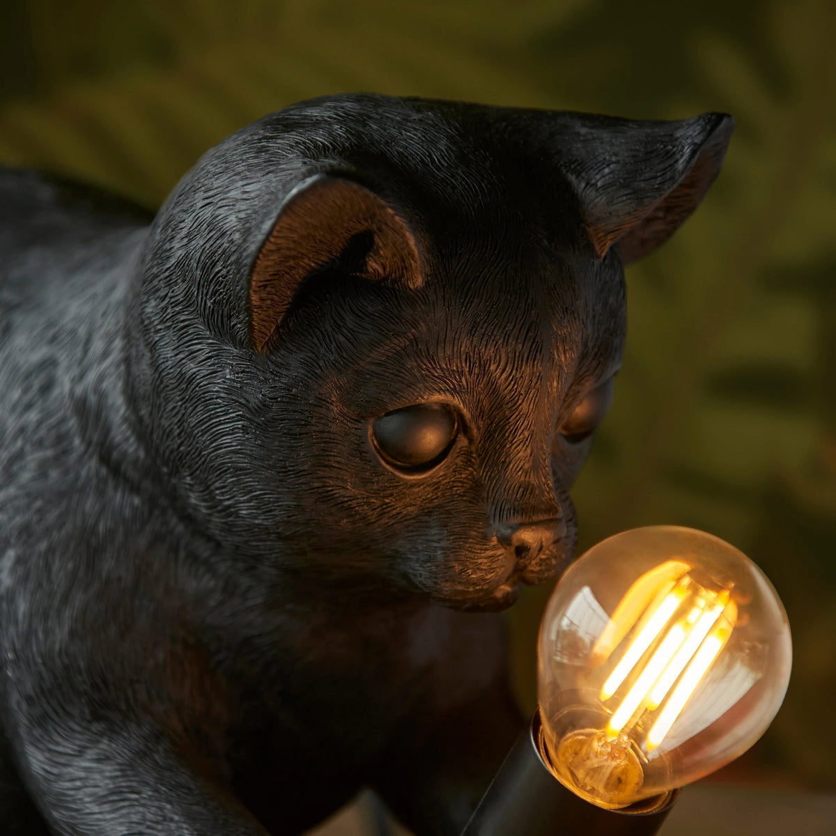 Cat Table Lamp Resin Kitten Design Inline Switch