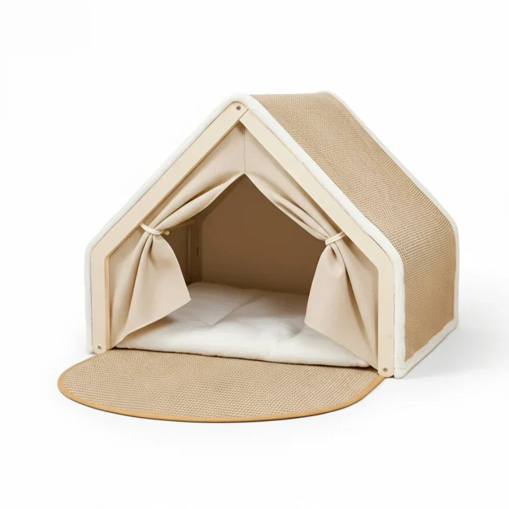 Cat Tent Bed Enclosed Design With Sisal Scratching Surface