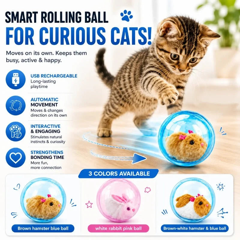 Cat Toy Ball Self-Rolling Obstacle Avoidance Plush Prey Inside