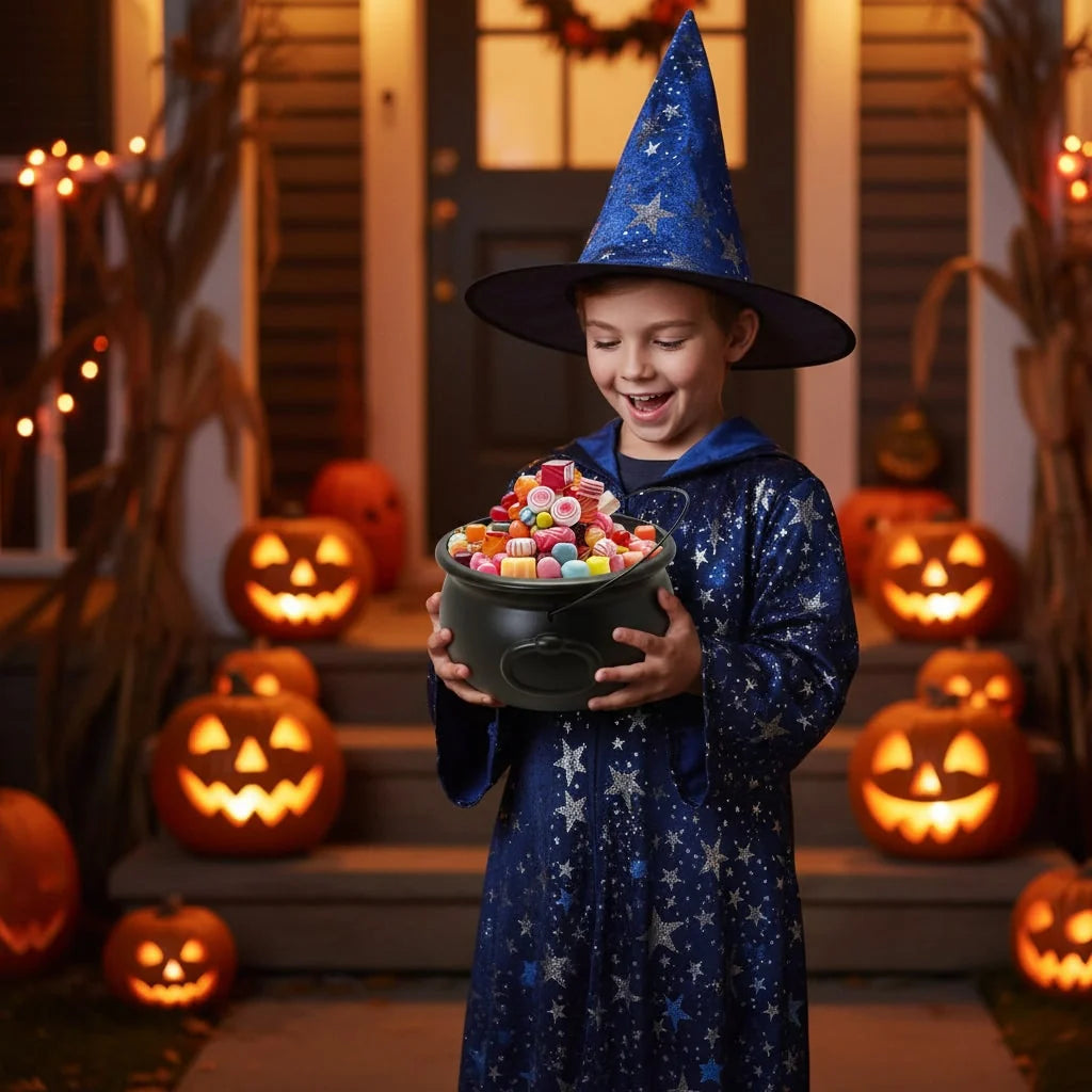 Cauldron Candy Holder & Decoration Cast-Iron Texture