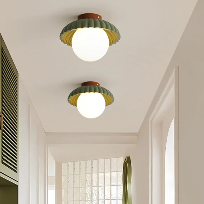 Ceiling Light Flush Mount Iron Frame & Clear Glass