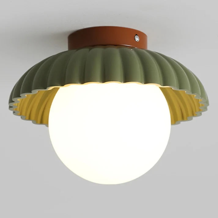 Ceiling Light Flush Mount Iron Frame & Clear Glass