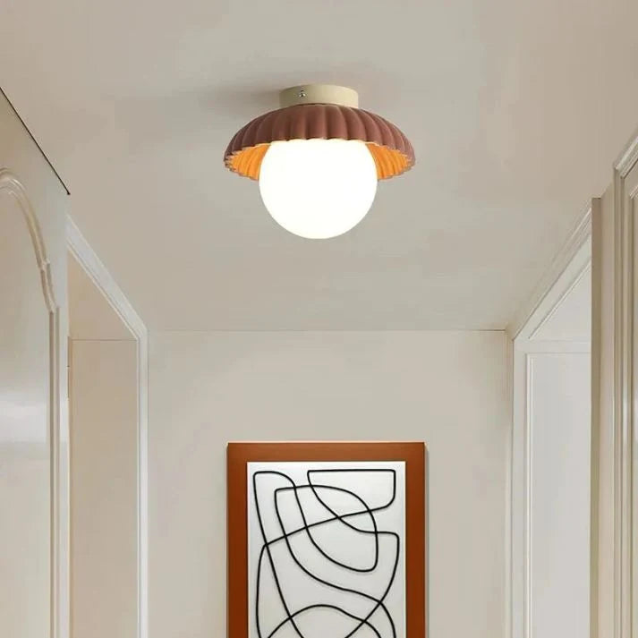 Ceiling Light Flush Mount Iron Frame & Clear Glass