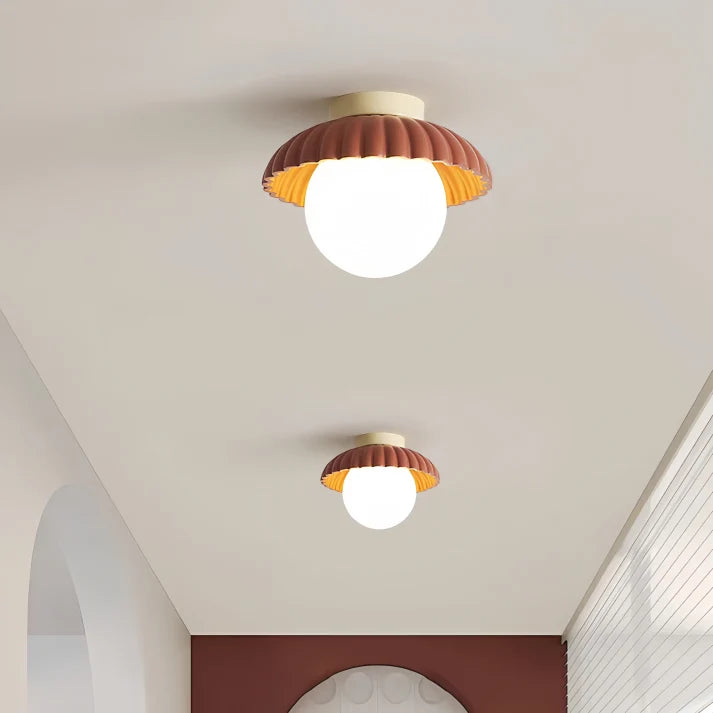 Ceiling Light Flush Mount Iron Frame & Clear Glass