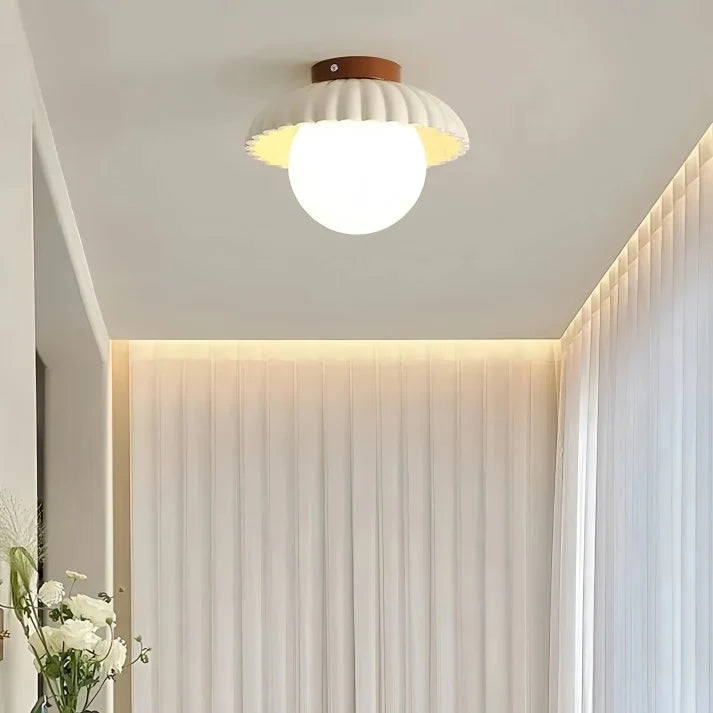 Ceiling Light Flush Mount Iron Frame & Clear Glass
