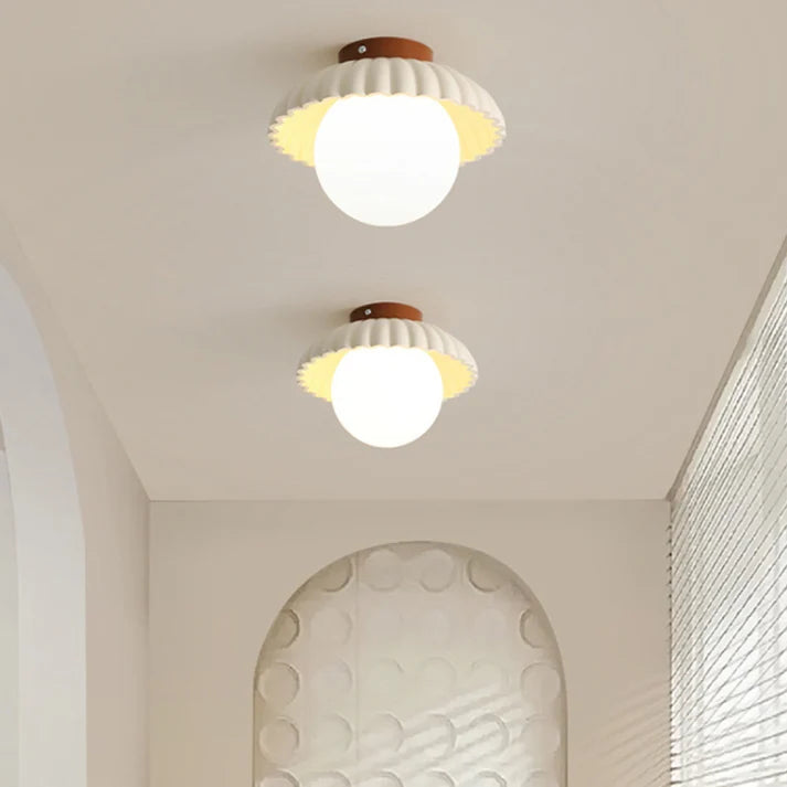 Ceiling Light Flush Mount Iron Frame & Clear Glass