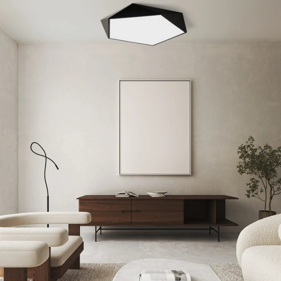 Ceiling Light Geometric Faceted Diffuser & Integrated LED