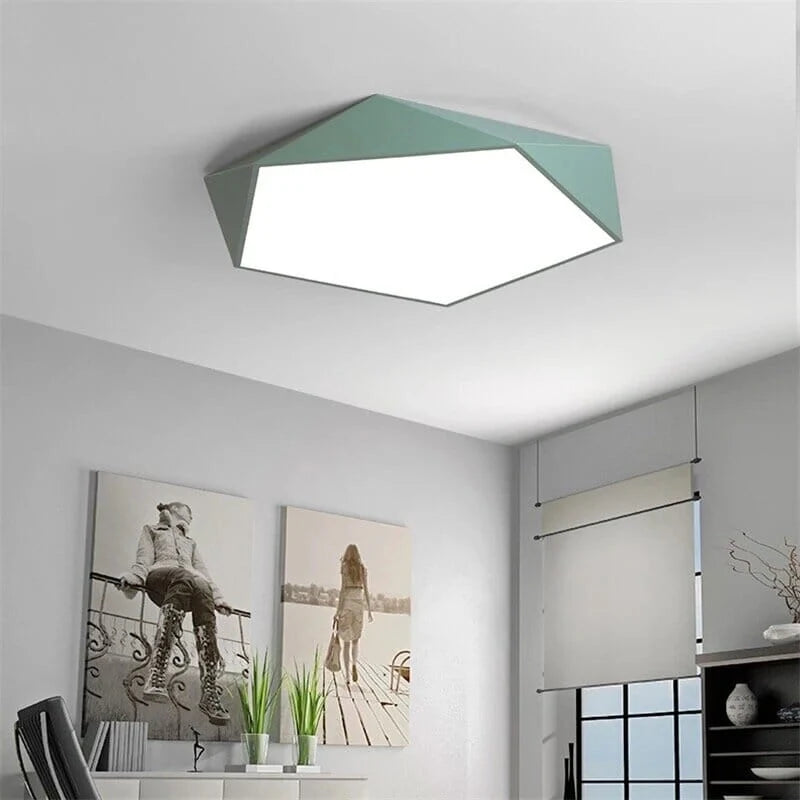 Ceiling Light Geometric Faceted Diffuser & Integrated LED