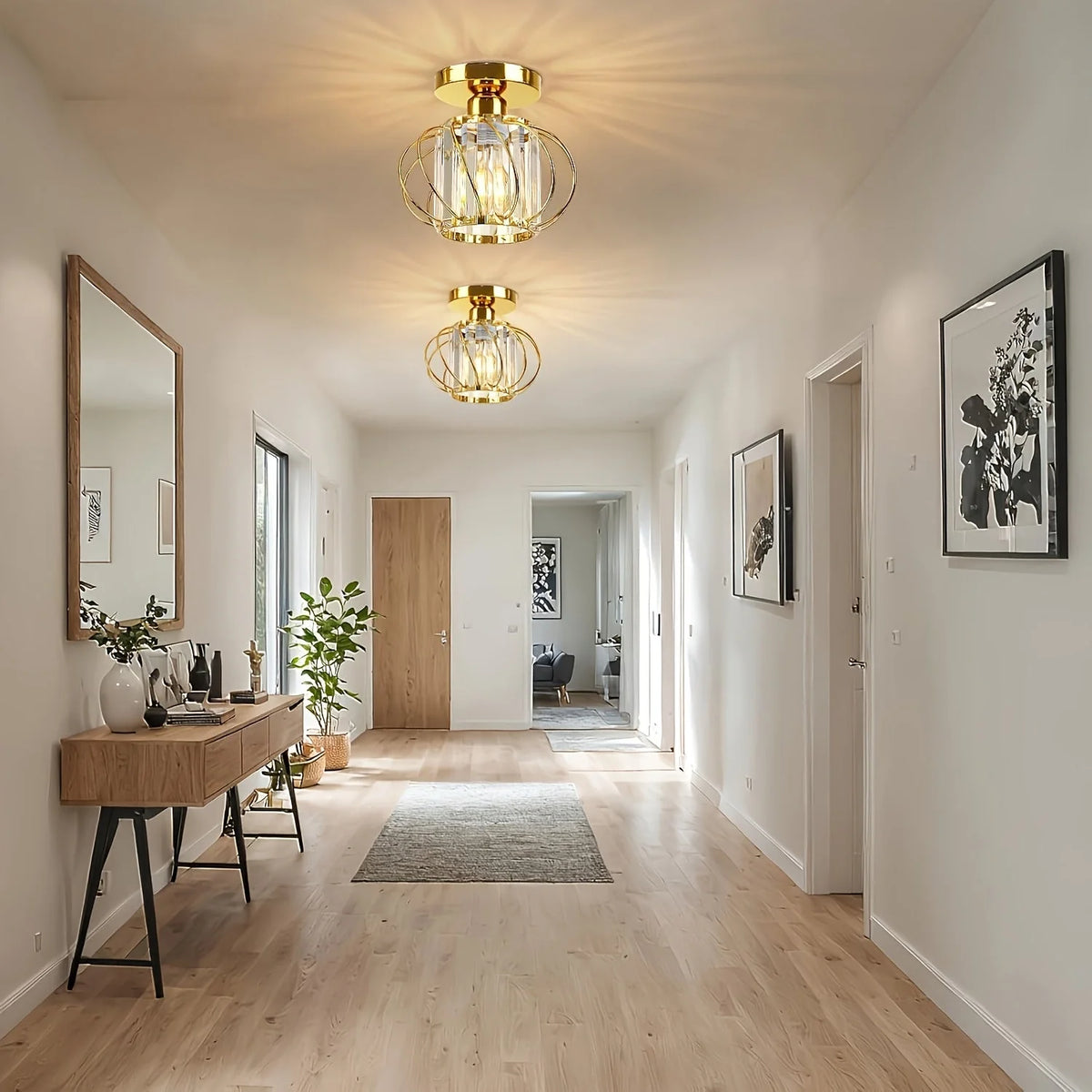 Ceiling Light Industrial Rounded Cage Short Drop
