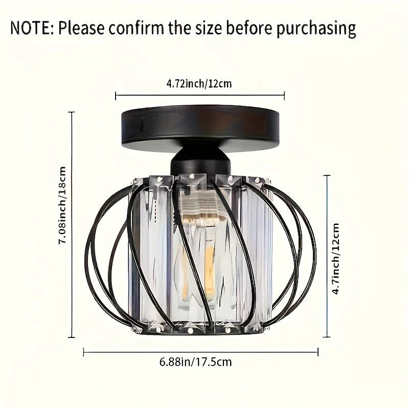 Ceiling Light Industrial Rounded Cage Short Drop