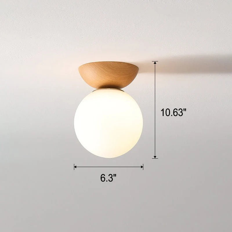 Ceiling Light Japanese-Style Timber Lattice & Glass Diffuser