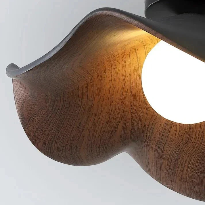Ceiling Light Resin Petals & Timber Center Flush Mount