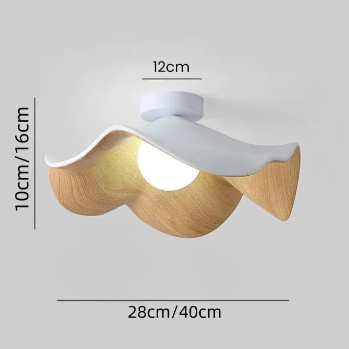 Ceiling Light Resin Petals & Timber Center Flush Mount