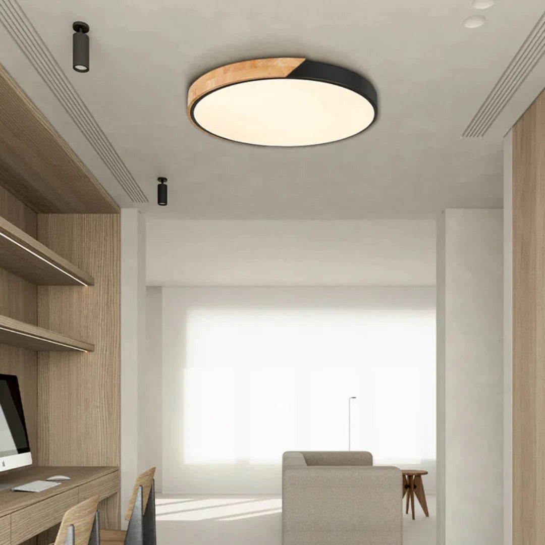 Ceiling Light Timber Ring Flush Mount Integrated LED