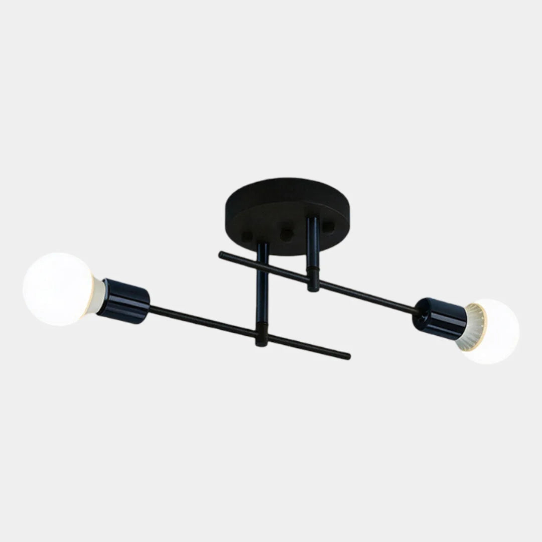 Ceiling Light Two-Light Flush-Mount Black & Gold 60 cm