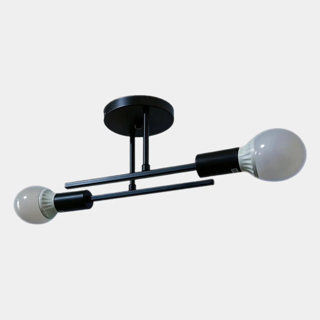 Ceiling Light Two-Light Flush-Mount Black & Gold 60 cm