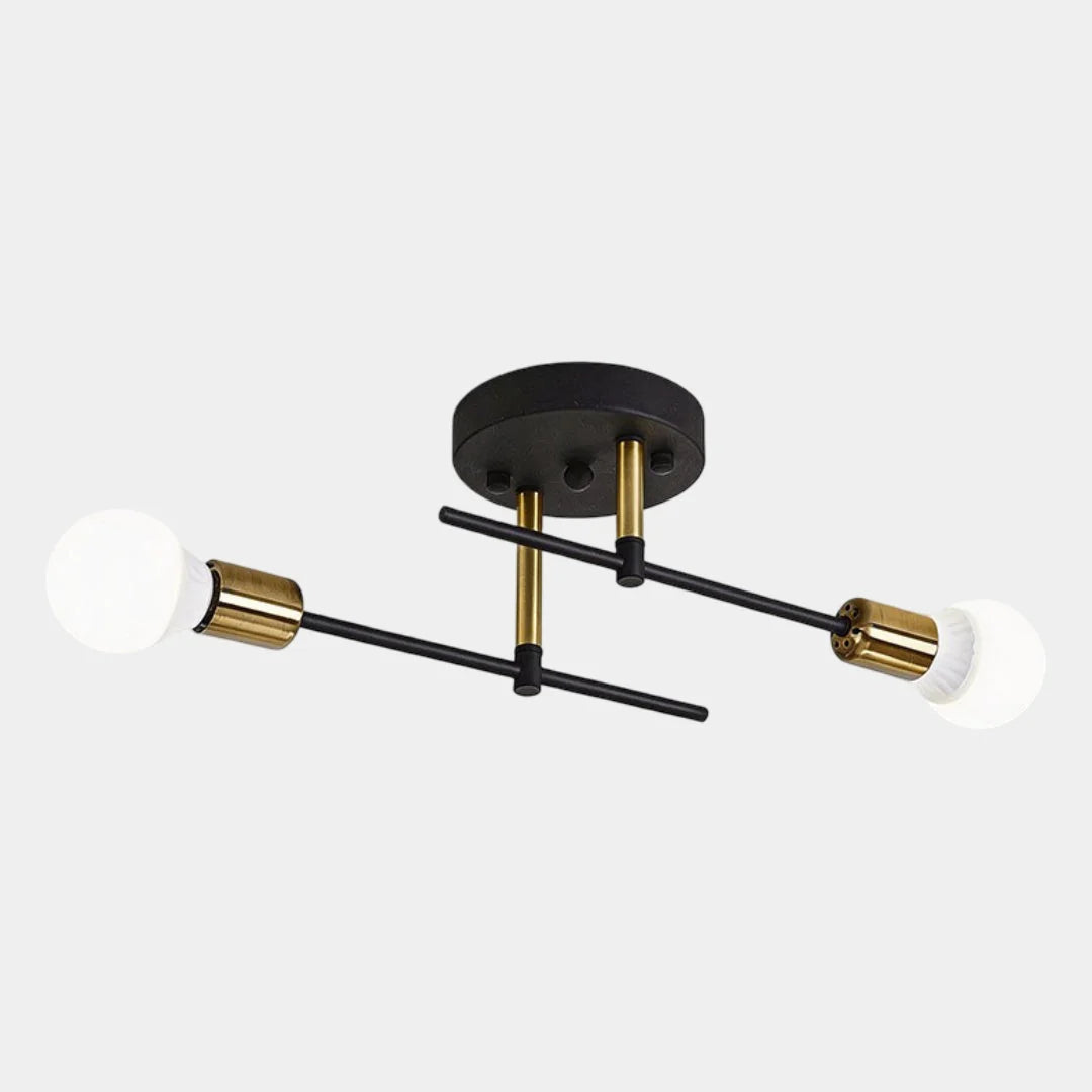 Ceiling Light Two-Light Flush-Mount Black & Gold 60 cm