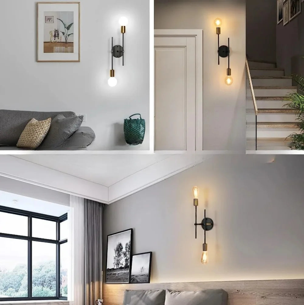 Ceiling Light Two-Light Flush-Mount Black & Gold 60 cm