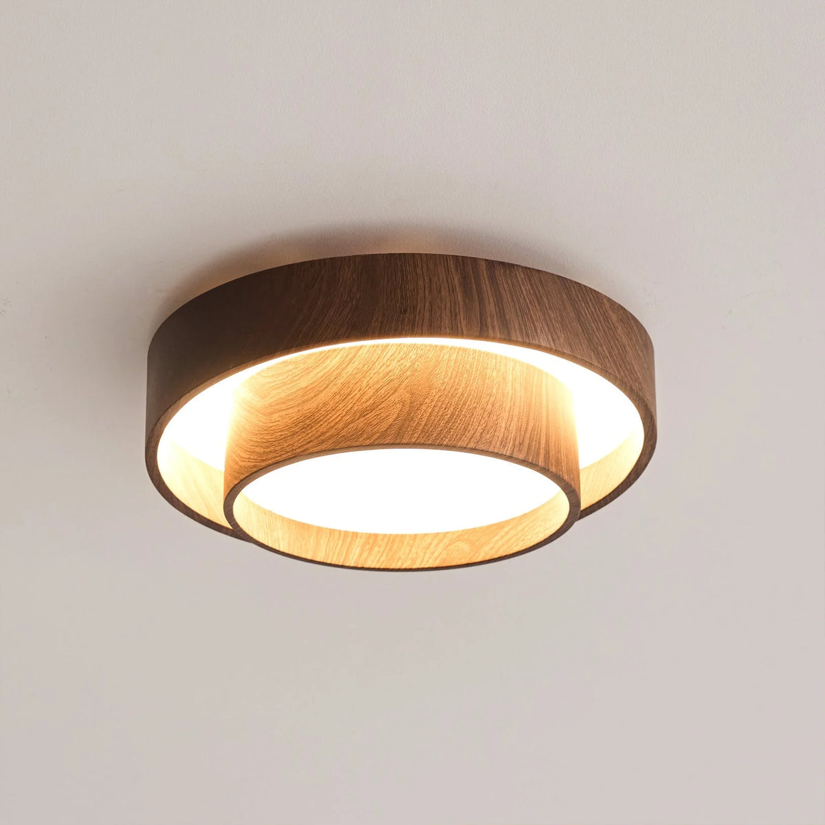 Ceiling Light Walnut Finish Edge-Emitting Integrated LED