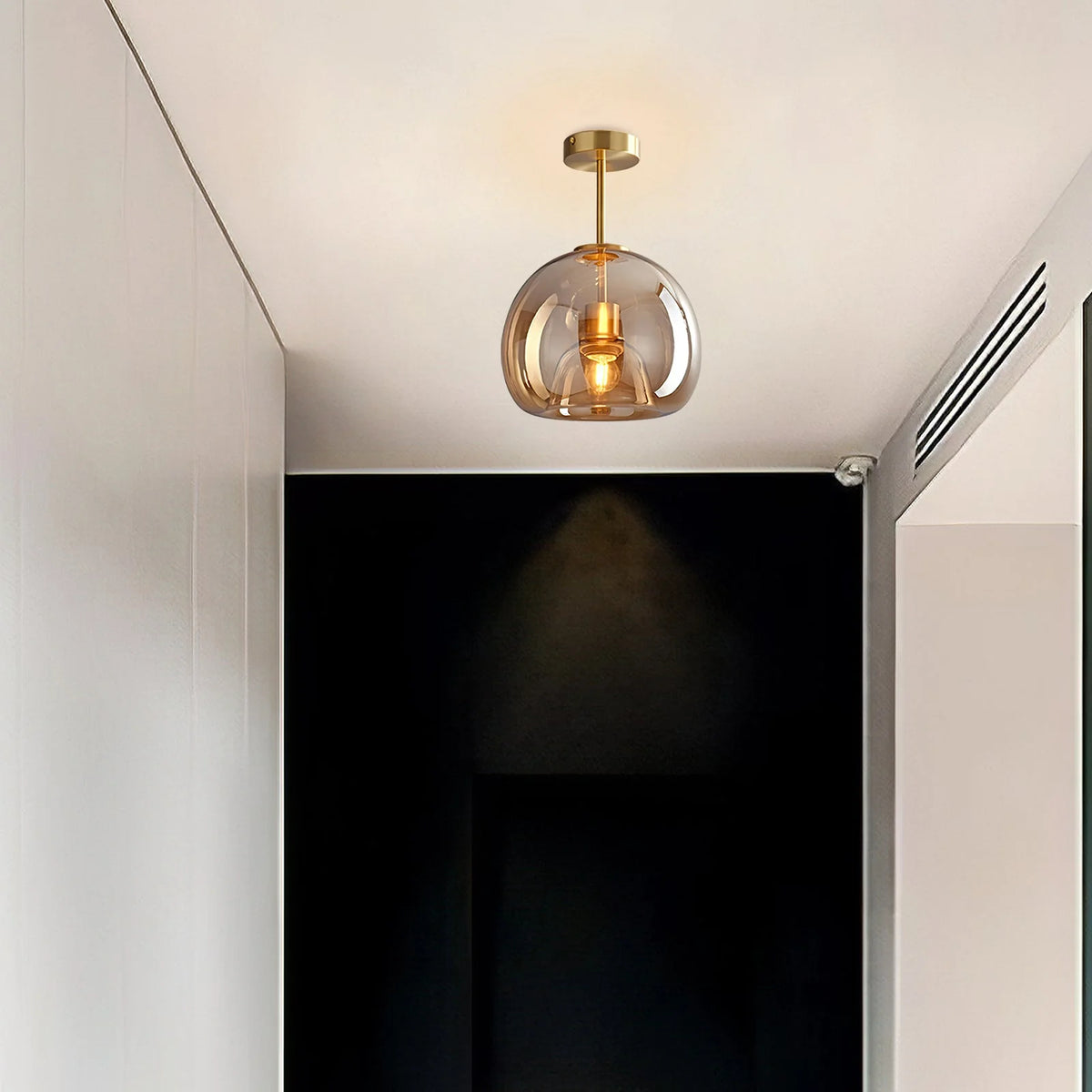 Ceiling Pendant Light Amber Bubble Glass Adjustable Drop