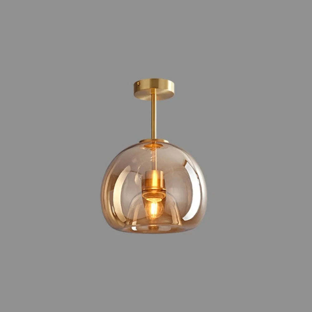 Ceiling Pendant Light Amber Bubble Glass Adjustable Drop