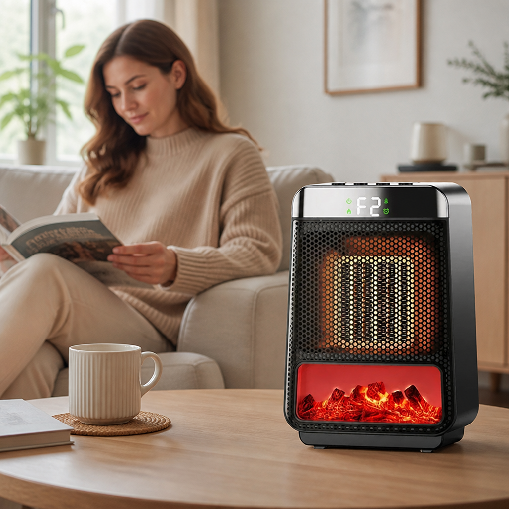 Ceramic Fan Heater With Flame Effect