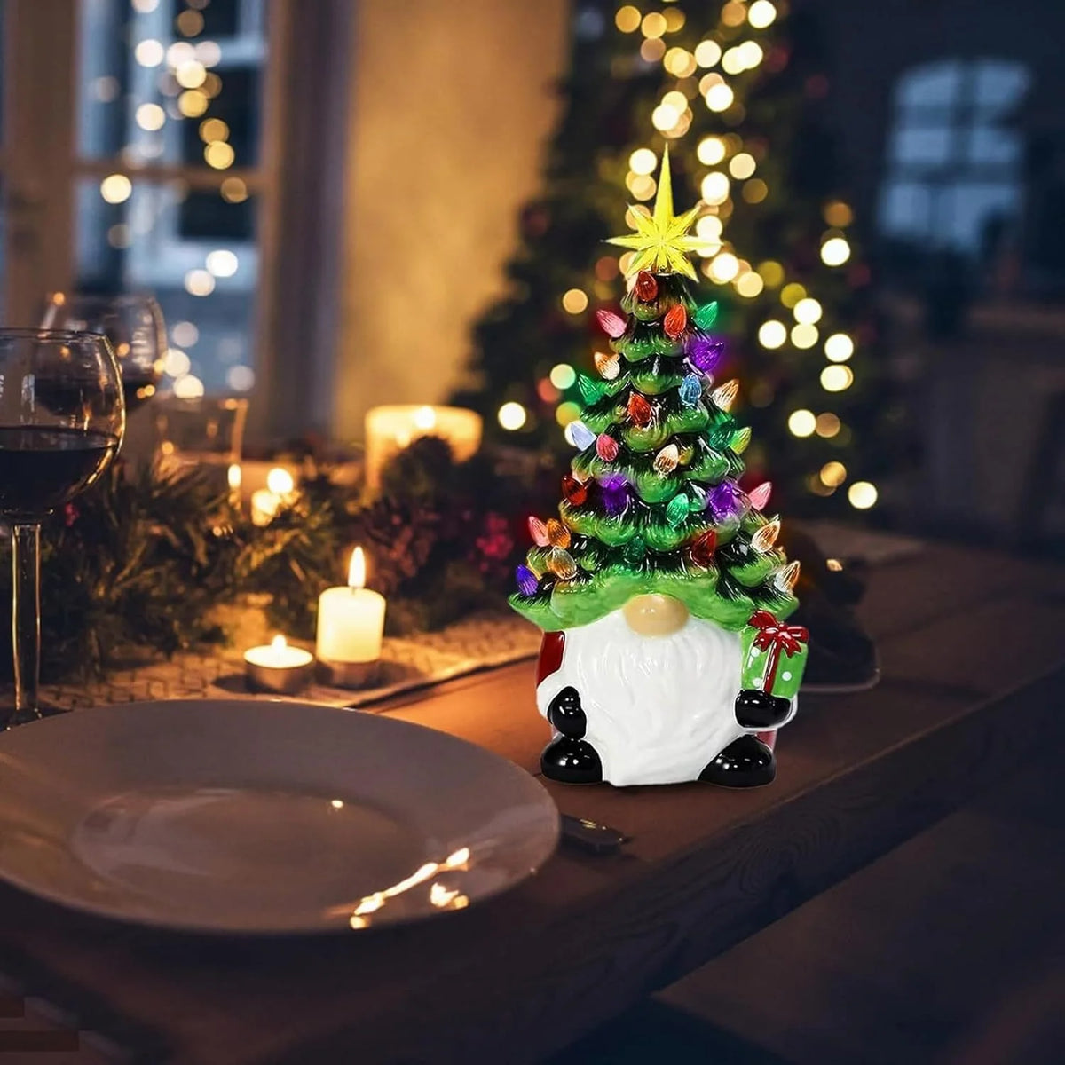 Ceramic Tabletop Tree Battery-Powered Pre-Lit Hand-Painted