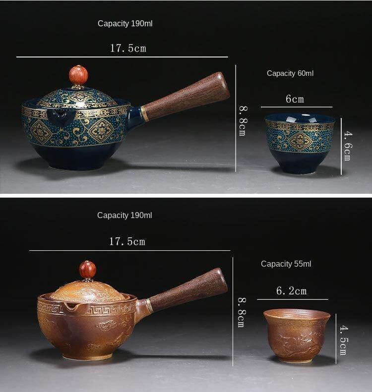 Ceramic Tea Set Rotating Infuser Four Cups Portable Bag