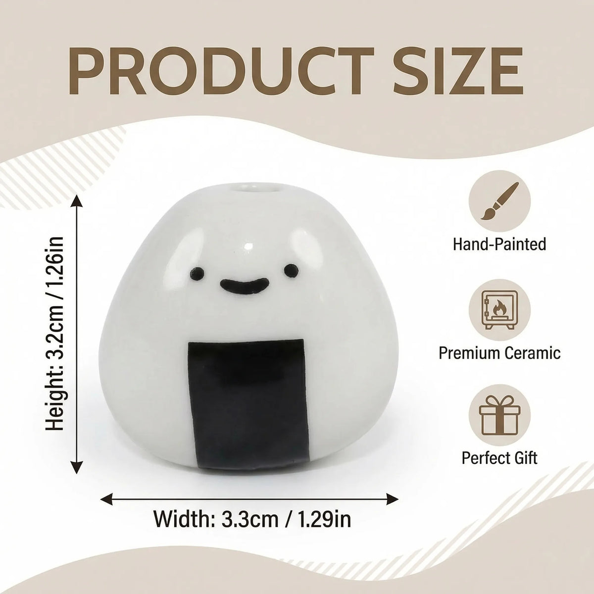 Ceramic Vase Hand-Painted Smiling Onigiri Design