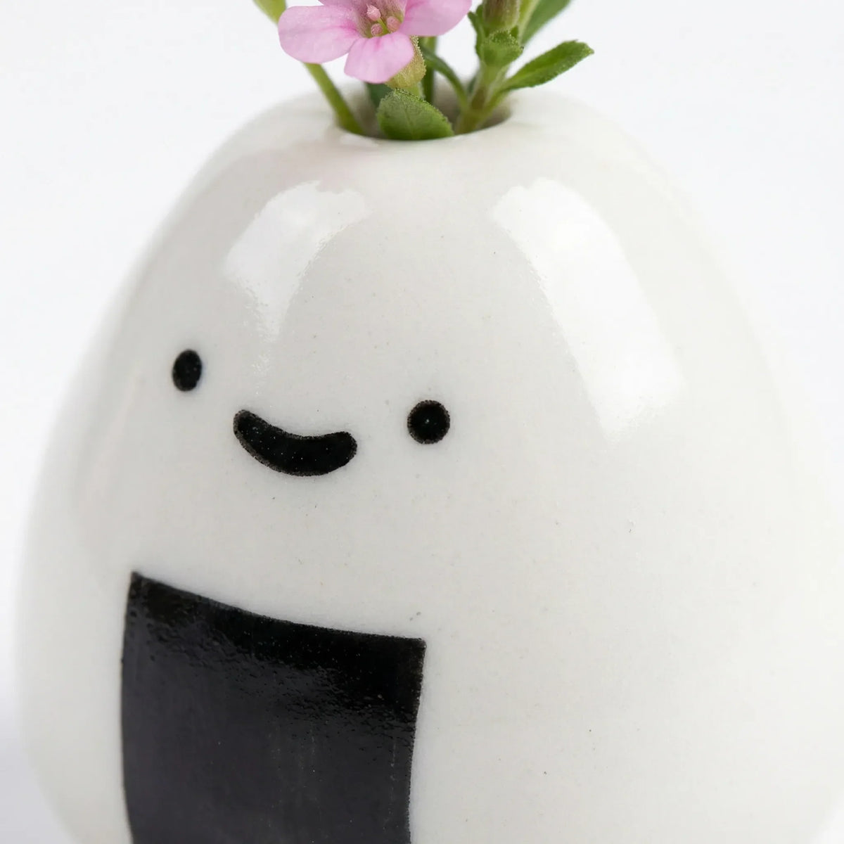 Ceramic Vase Hand-Painted Smiling Onigiri Design