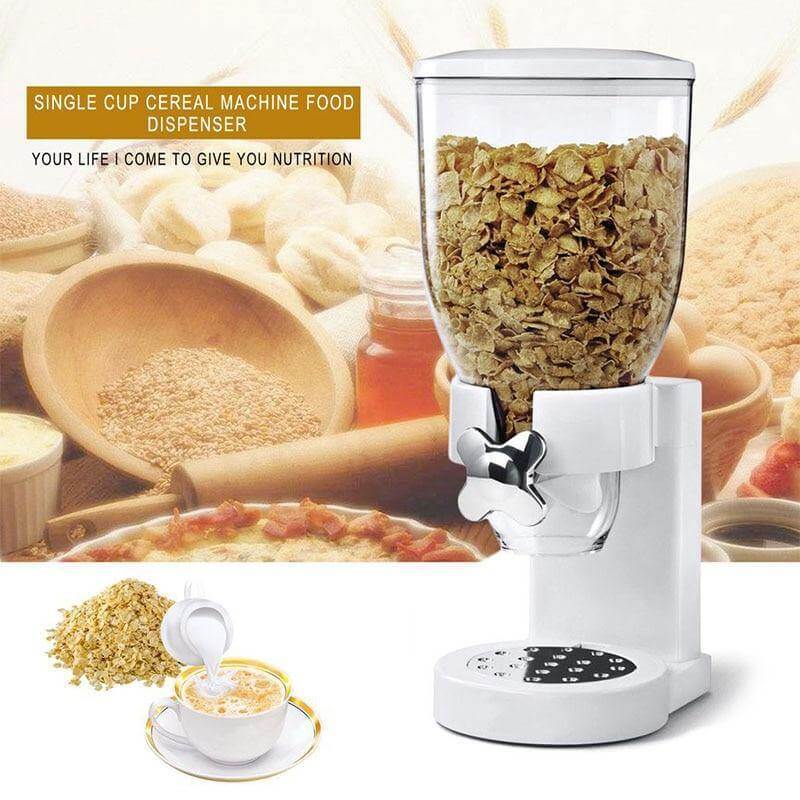 Cereal Dispenser Push-Button Portion Control Clear Single or Double Chamber