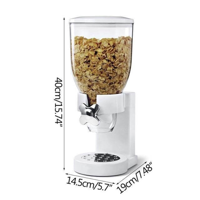 Cereal Dispenser Push-Button Portion Control Clear Single or Double Chamber