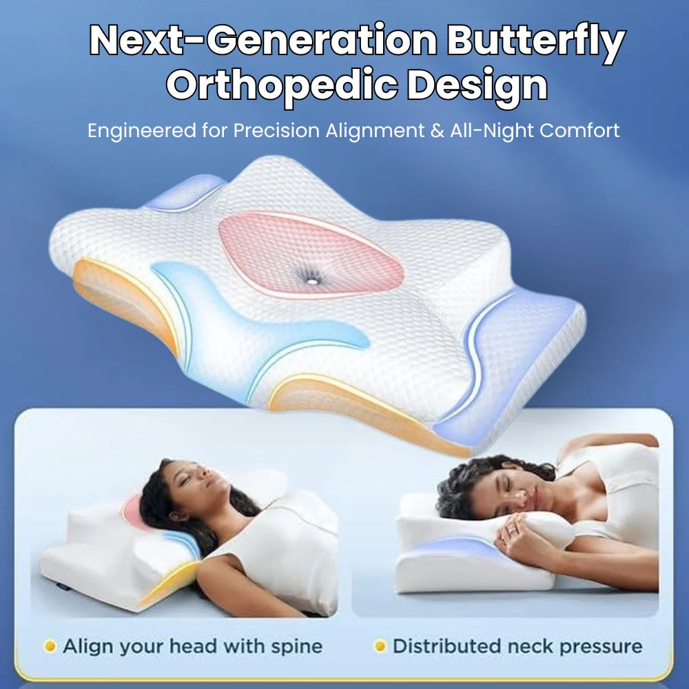 Cervical Pillow Contoured Memory Foam Washable Cooling Cover