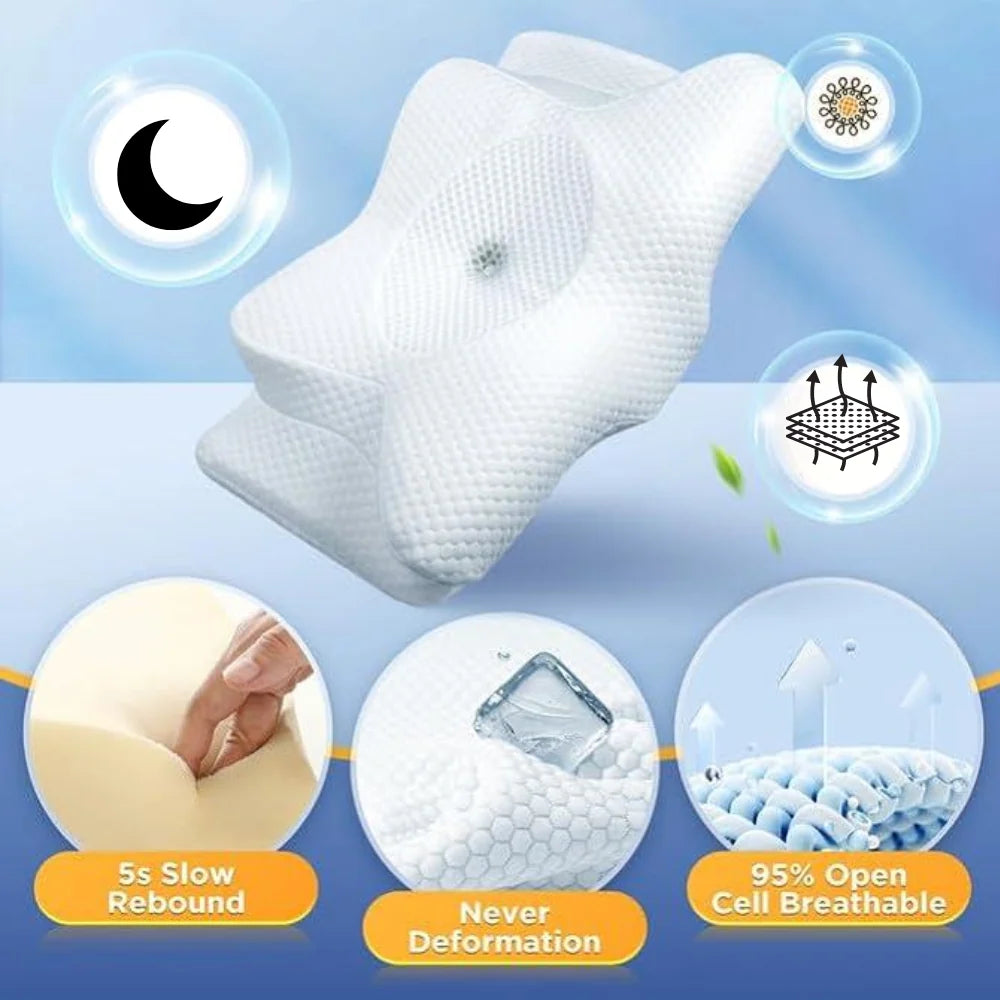 Cervical Pillow Contoured Memory Foam Washable Cooling Cover