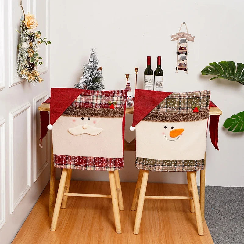 Chair Cover Soft Durable Fabric Snowman Design Fits Most
