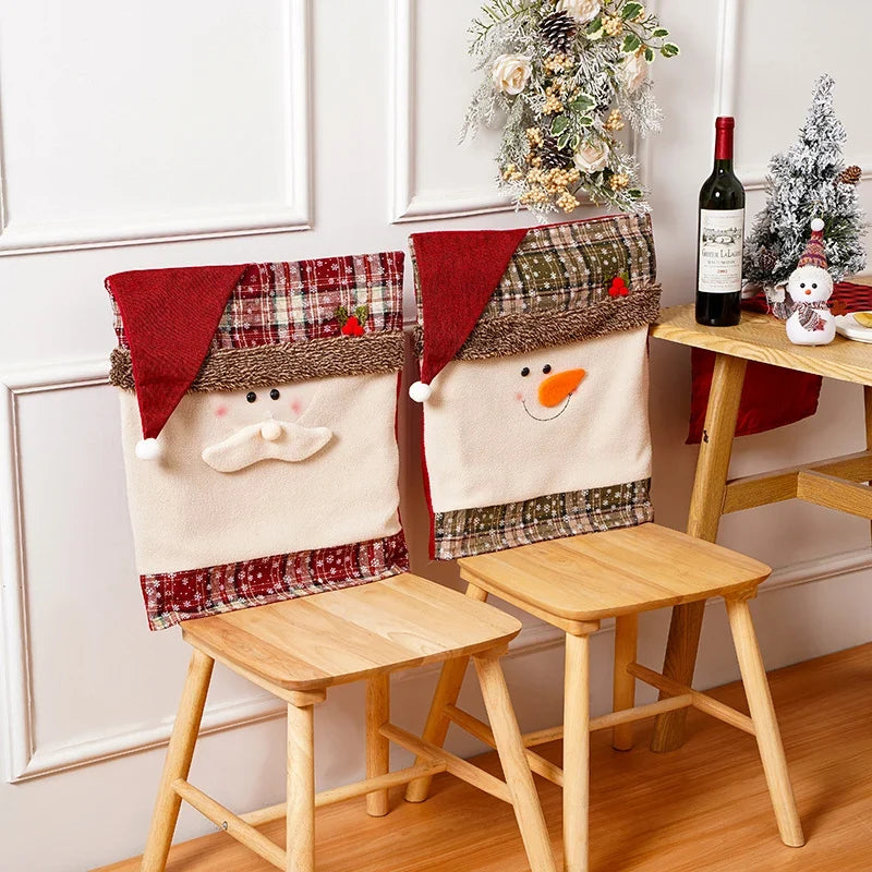 Chair Cover Soft Durable Fabric Snowman Design Fits Most