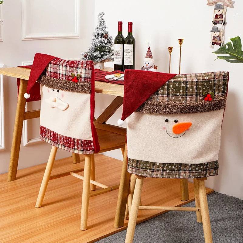 Chair Cover Soft Durable Fabric Snowman Design Fits Most