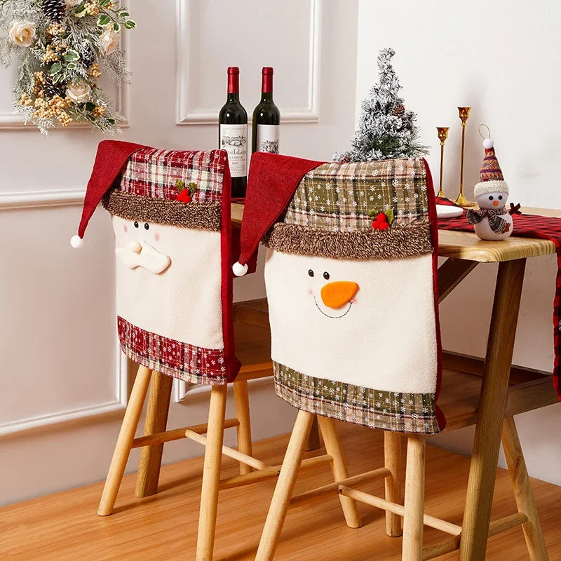 Chair Cover Soft Durable Fabric Snowman Design Fits Most