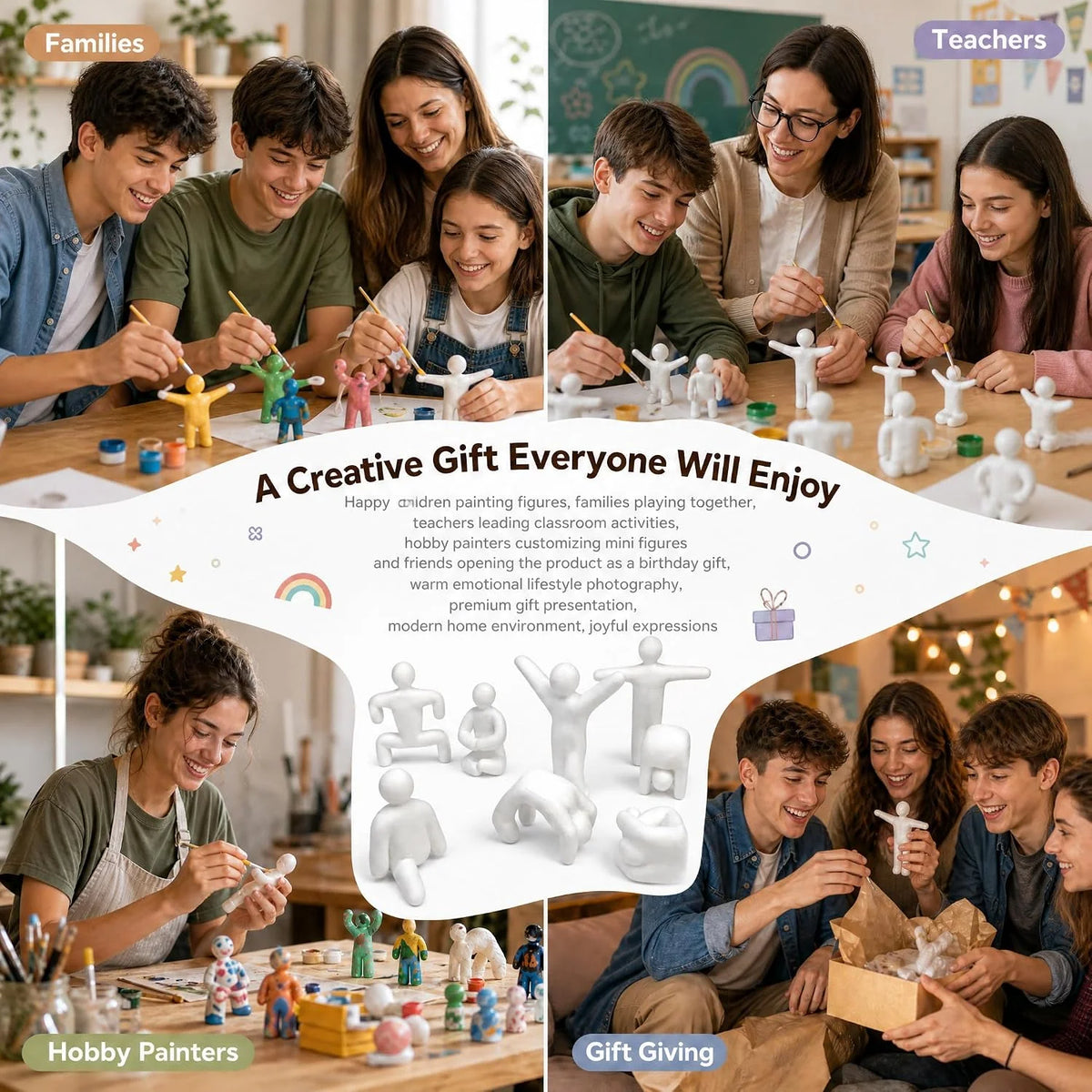 Chameleon Figurines Paintable PLA Set of 8